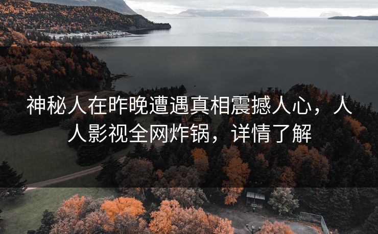 神秘人在昨晚遭遇真相震撼人心，人人影视全网炸锅，详情了解