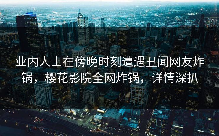 业内人士在傍晚时刻遭遇丑闻网友炸锅，樱花影院全网炸锅，详情深扒