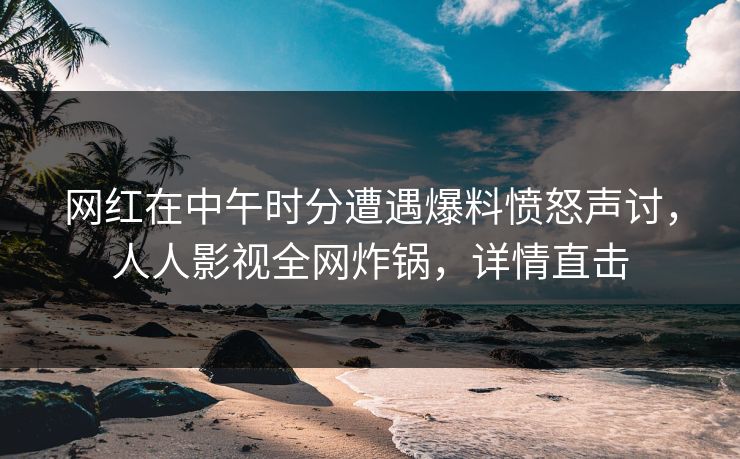 网红在中午时分遭遇爆料愤怒声讨，人人影视全网炸锅，详情直击