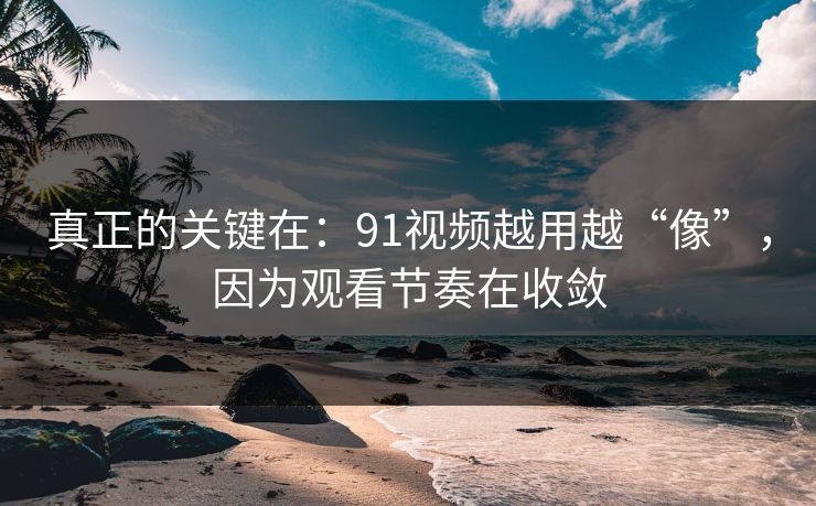真正的关键在：91视频越用越“像”，因为观看节奏在收敛